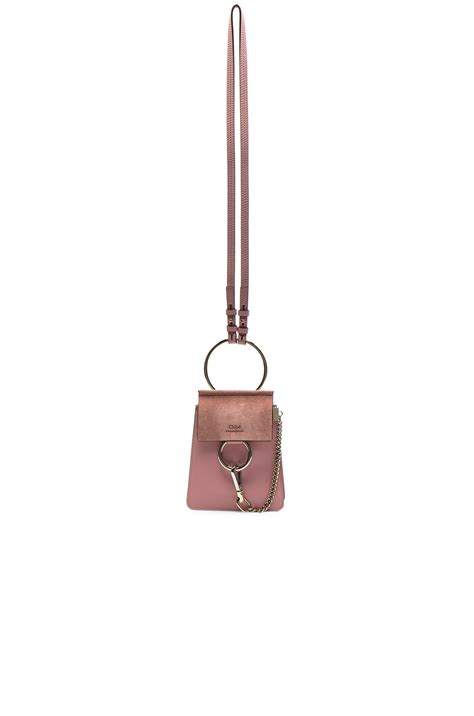 Chloe Small Faye Suede & Calfskin Bracelet Bag in Washed Pink 